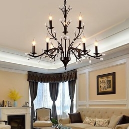 9 Lights Crystal Chandelier Μοντέρνα Σύγχρονη Παραδοσιακή Κλασική Vintage Ρετρό Χώρα Ζωγραφική