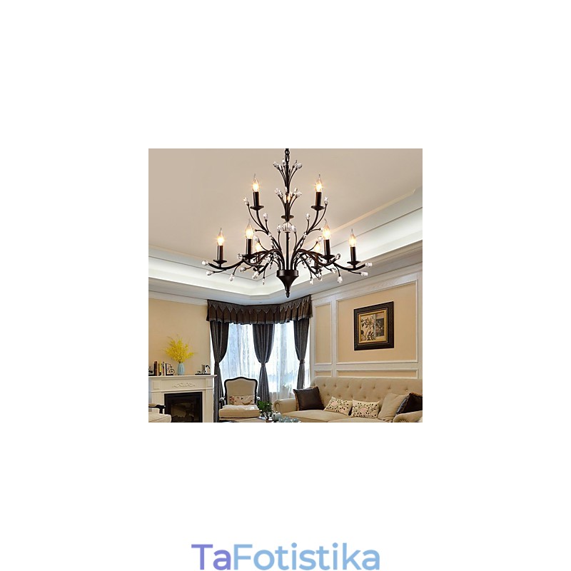 9 Lights Crystal Chandelier Μοντέρνα Σύγχρονη Παραδοσιακή Κλασική Vintage Ρετρό Χώρα Ζωγραφική