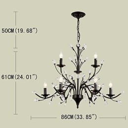 9 Lights Crystal Chandelier Μοντέρνα Σύγχρονη Παραδοσιακή Κλασική Vintage Ρετρό Χώρα Ζωγραφική