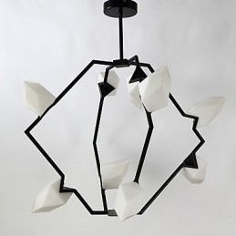 Nine Light Post Modern Metal με Γυάλινο Ροδάκινο Πολυέλαιο Φωτιστικό The Canteen Decorate Κρεμαστό φωτιστικό