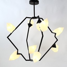 Nine Light Post Modern Metal με Γυάλινο Ροδάκινο Πολυέλαιο Φωτιστικό The Canteen Decorate Κρεμαστό φωτιστικό