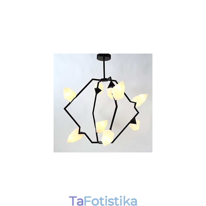 Nine Light Post Modern Metal με Γυάλινο Ροδάκινο Πολυέλαιο Φωτιστικό The Canteen Decorate Κρεμαστό φωτιστικό