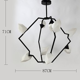 Nine Light Post Modern Metal με Γυάλινο Ροδάκινο Πολυέλαιο Φωτιστικό The Canteen Decorate Κρεμαστό φωτιστικό