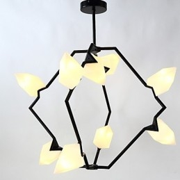 Nine Light Post Modern Metal με Γυάλινο Ροδάκινο Πολυέλαιο Φωτιστικό The Canteen Decorate Κρεμαστό φωτιστικό