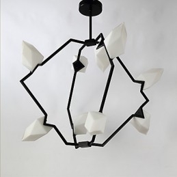 Nine Light Post Modern Metal με Γυάλινο Ροδάκινο Πολυέλαιο Φωτιστικό The Canteen Decorate Κρεμαστό φωτιστικό
