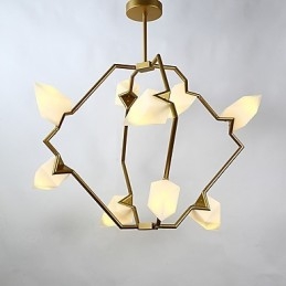Nine Light Post Modern Metal με Γυάλινο Ροδάκινο Πολυέλαιο Φωτιστικό The Canteen Decorate Κρεμαστό φωτιστικό