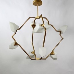 Nine Light Post Modern Metal με Γυάλινο Ροδάκινο Πολυέλαιο Φωτιστικό The Canteen Decorate Κρεμαστό φωτιστικό