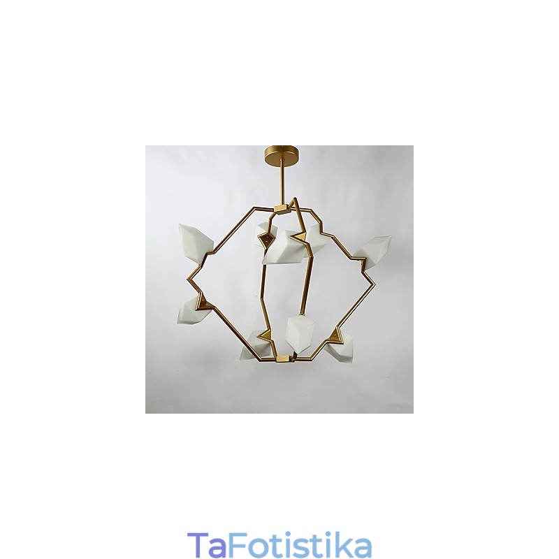 Nine Light Post Modern Metal με Γυάλινο Ροδάκινο Πολυέλαιο Φωτιστικό The Canteen Decorate Κρεμαστό φωτιστικό