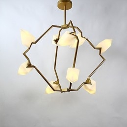 Nine Light Post Modern Metal με Γυάλινο Ροδάκινο Πολυέλαιο Φωτιστικό The Canteen Decorate Κρεμαστό φωτιστικό