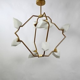 Nine Light Post Modern Metal με Γυάλινο Ροδάκινο Πολυέλαιο Φωτιστικό The Canteen Decorate Κρεμαστό φωτιστικό