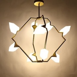 Nine Light Post Modern Metal με Γυάλινο Ροδάκινο Πολυέλαιο Φωτιστικό The Canteen Decorate Κρεμαστό φωτιστικό
