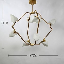 Nine Light Post Modern Metal με Γυάλινο Ροδάκινο Πολυέλαιο Φωτιστικό The Canteen Decorate Κρεμαστό φωτιστικό