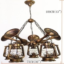 Ρουστίκ Lodge Vintage Retro Country Globe Painting για Mini Style Designers Μεταλλικός πολυέλαιος