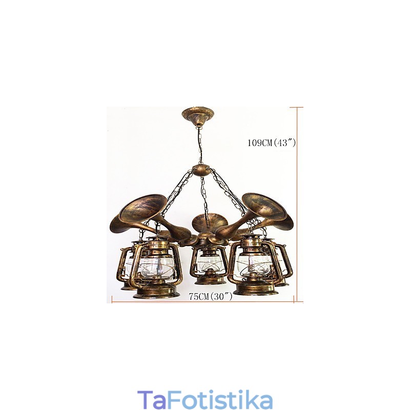 Ρουστίκ Lodge Vintage Retro Country Globe Painting για Mini Style Designers Μεταλλικός πολυέλαιος