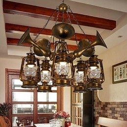 Ρουστίκ Lodge Vintage Retro Country Globe Painting για Mini Style Designers Μεταλλικός πολυέλαιος