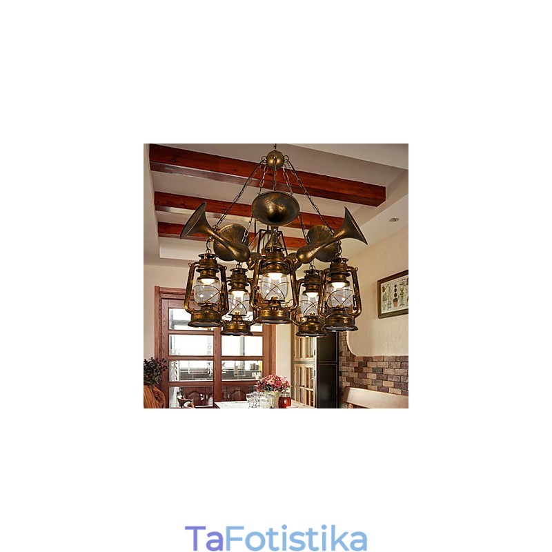 Ρουστίκ Lodge Vintage Retro Country Globe Painting για Mini Style Designers Μεταλλικός πολυέλαιος