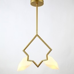 2 Light Post Modern Metal με Γυάλινο Ροδάκινο Πολυέλαιο Φωτιστικό Κρεμαστό φωτιστικό Καντίνας Διακοσμητικό