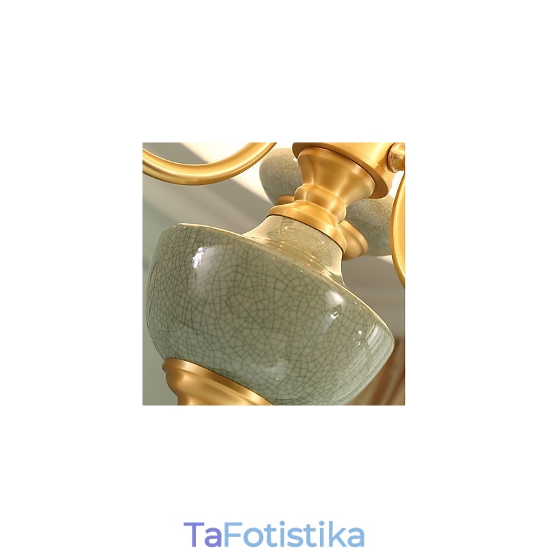 Διακοσμητικός πολυέλαιος νεφρίτης όλος χαλκού