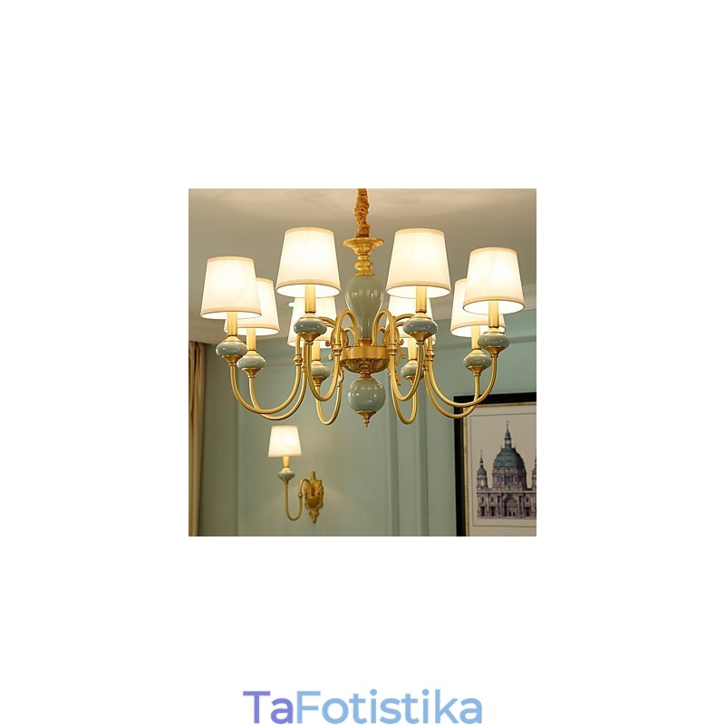 Πολυέλαιος παραδοσιακός κλασικός ορειχάλκινος ορειχάλκινος βολβός Mini Style Metal 8 Bulbs