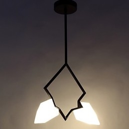 2 Light Post Modern Metal με Γυάλινο Ροδάκινο Πολυέλαιο Φωτιστικό Κρεμαστό Φωτιστικό Διακοσμητικό Καντίνας