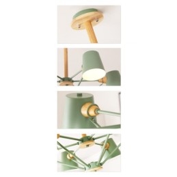 Πολλαπλών χρωμάτων Macaron Wood Vintage ζωγραφική με μεταλλικό πολυέλαιο