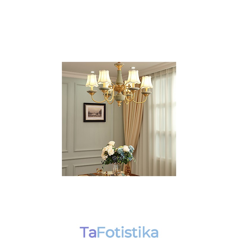Διακοσμητικός πολυέλαιος νεφρίτης όλος χαλκού