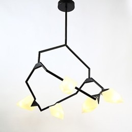 Κρεμαστό φωτιστικό Five Light Post Modern Metal with Glass Peach Chandelier Lamp the Canteen Decorate Pendent Lamp