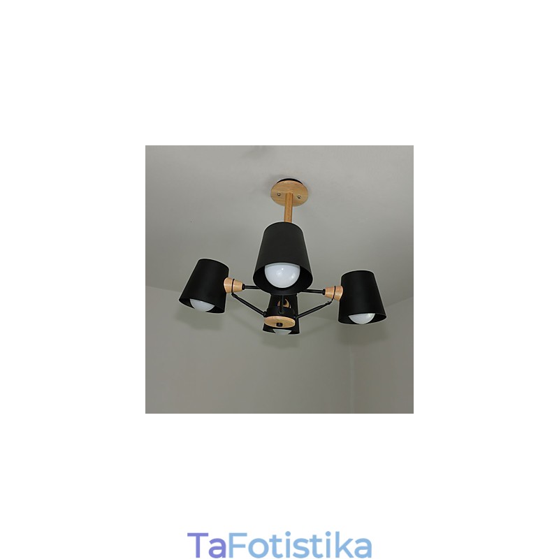 Μεταλλικός πολυέλαιος 4 Ανοιχτού χρώματος Ξύλο Vintage ζωγραφικής Macaron