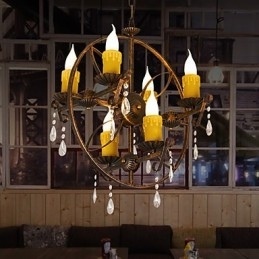 Ρουστίκ Lodge Vintage Retro Country Globe Painting για Mini Style Designers Μεταλλικός πολυέλαιος
