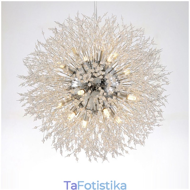 Firework Globe Dandelion Chrome με κρυστάλλινο μεταλλικό πολυέλαιο
