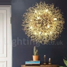 Firework Globe Dandelion Chrome με κρυστάλλινο μεταλλικό πολυέλαιο