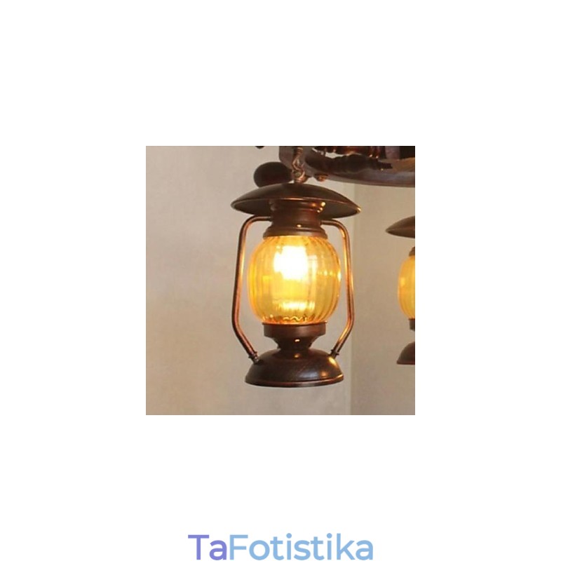 Ρετρό Ζωγραφική Ξύλο Μπαμπού Πολυέλαιος
