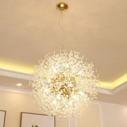 Firework Globe Dandelion Chrome με κρυστάλλινο μεταλλικό πολυέλαιο