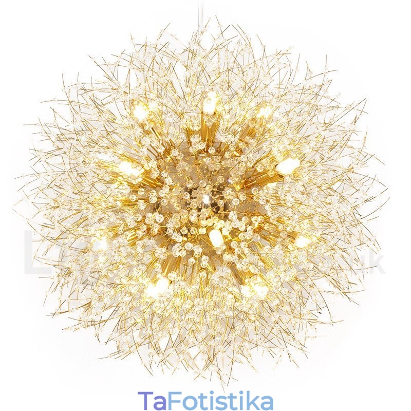 Firework Globe Dandelion Chrome με κρυστάλλινο μεταλλικό πολυέλαιο