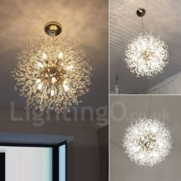 Firework Globe Dandelion Chrome με κρυστάλλινο μεταλλικό πολυέλαιο