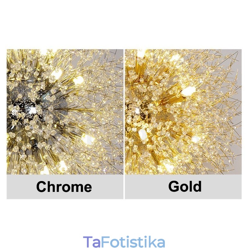 Firework Globe Dandelion Chrome με κρυστάλλινο μεταλλικό πολυέλαιο