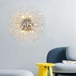Firework Globe Dandelion Chrome με κρυστάλλινο μεταλλικό πολυέλαιο