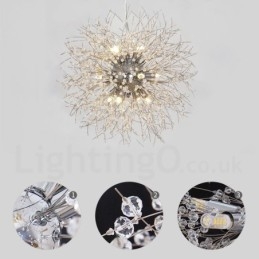 Firework Globe Dandelion Chrome με κρυστάλλινο μεταλλικό πολυέλαιο