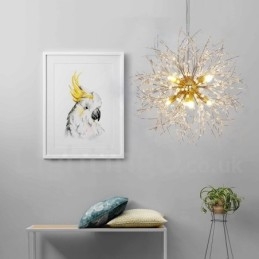 Firework Globe Dandelion Chrome με κρυστάλλινο μεταλλικό πολυέλαιο