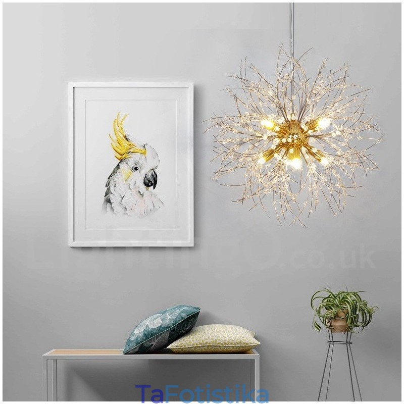 Firework Globe Dandelion Chrome με κρυστάλλινο μεταλλικό πολυέλαιο