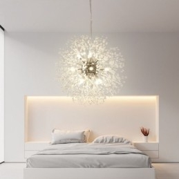 Firework Globe Dandelion Chrome με κρυστάλλινο μεταλλικό πολυέλαιο