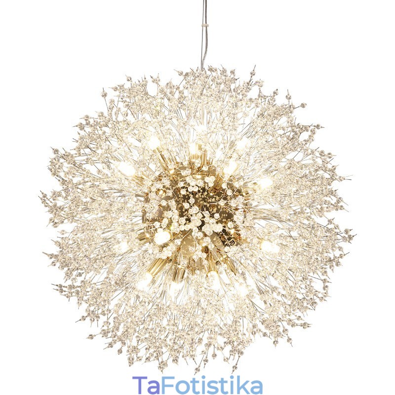 Firework Globe Dandelion Chrome με κρυστάλλινο μεταλλικό πολυέλαιο