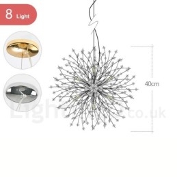 Firework Globe Dandelion Chrome με κρυστάλλινο μεταλλικό πολυέλαιο