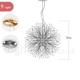 Firework Globe Dandelion Chrome με κρυστάλλινο μεταλλικό πολυέλαιο