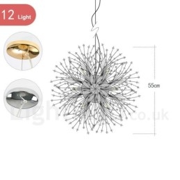 Firework Globe Dandelion Chrome με κρυστάλλινο μεταλλικό πολυέλαιο