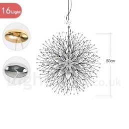 Firework Globe Dandelion Chrome με κρυστάλλινο μεταλλικό πολυέλαιο