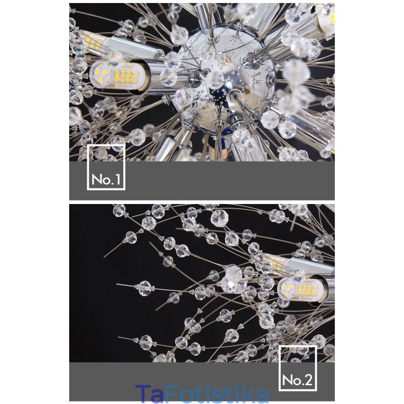 Firework Globe Dandelion Chrome με κρυστάλλινο μεταλλικό πολυέλαιο