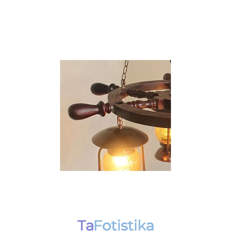 Ρετρό Ζωγραφική Ξύλο Μπαμπού Πολυέλαιος