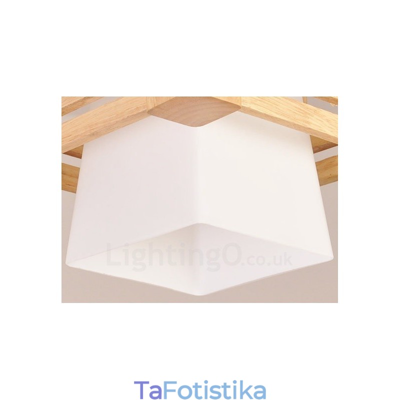 1 Ανοιχτό Ξύλο Μοντέρνο Κρεμαστό Φωτιστικό Σκανδιναβικού στυλ με υφασμάτινη απόχρωση