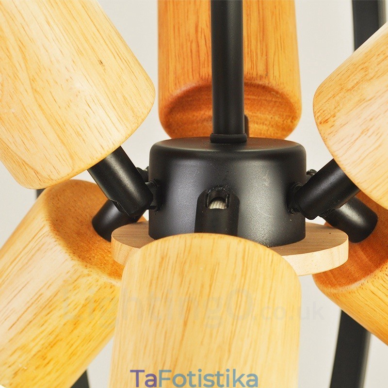 6 Ανοιχτό Σιδερένιο Retro Vintage Κρεμαστό Φωτιστικό με Σιδερένια Σκιά